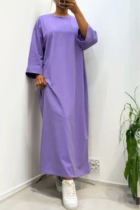 Longue robe over size en coton lilas très épais